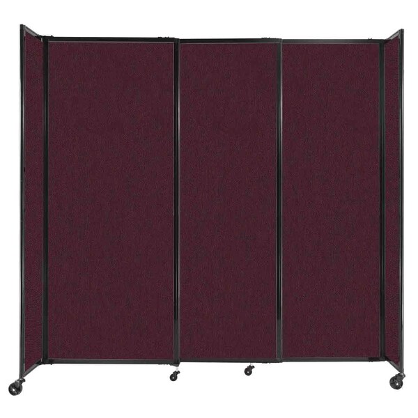 StraightWall Sliding Portable Partition 7'2" x 6'10" Cranberry Fabric